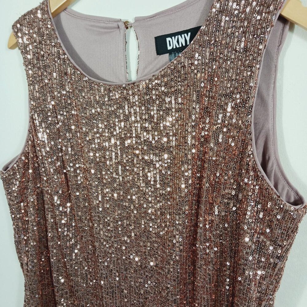 DKNY, Sleeveless Sequin Top, Dusty Pink, Size Large, Glam, Sparkly, Party - Picture 9 of 16
